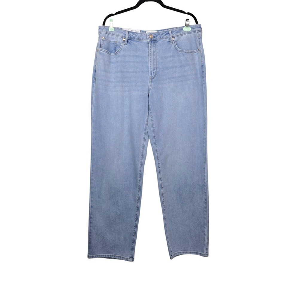Seven7 Womens Light Wash Loose Straight High Rise Denim Jeans Size 14 NWT
